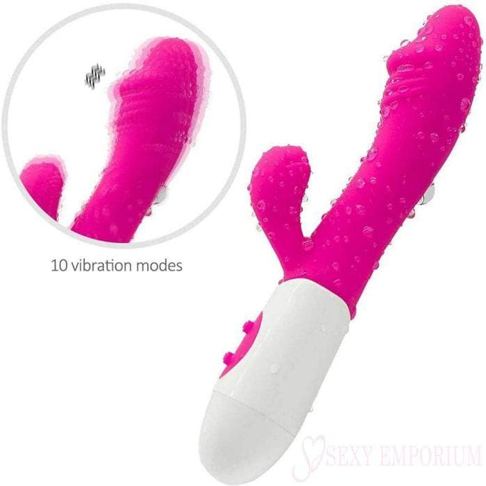 10 Mode Silicone Rabbit Vibrator Pink