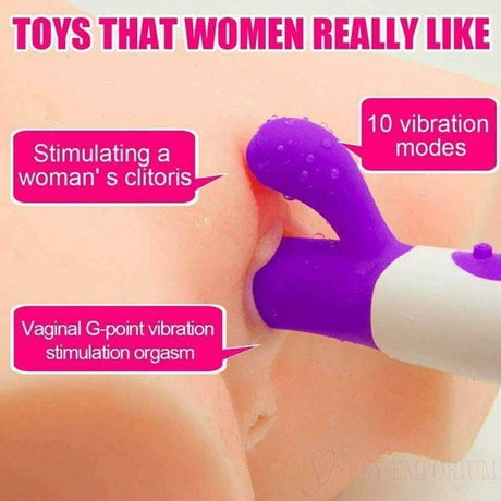 10 Mode Silicone Rabbit Vibrator Purple - Save 30% - Sex Toys for Women