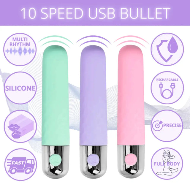 10 Speed Samira Usb Bullet Vibrator - Usb - Save 15% - Fast Shipping - United Kingdom Stoke-on-trent