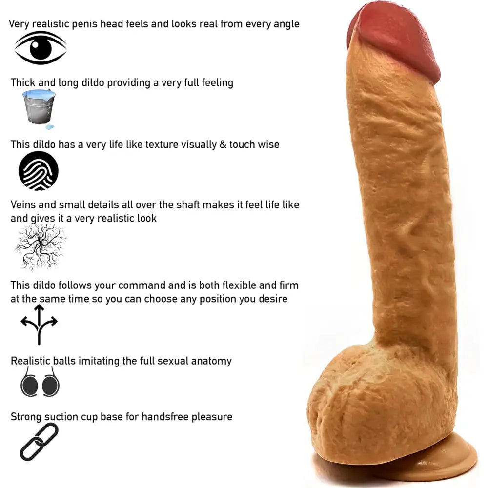12.5 Inch Suction Cup Dildo Xl - Brown - Dildos - Save 30% - Xl - Fast Shipping - United Kingdom Stoke-on-trent