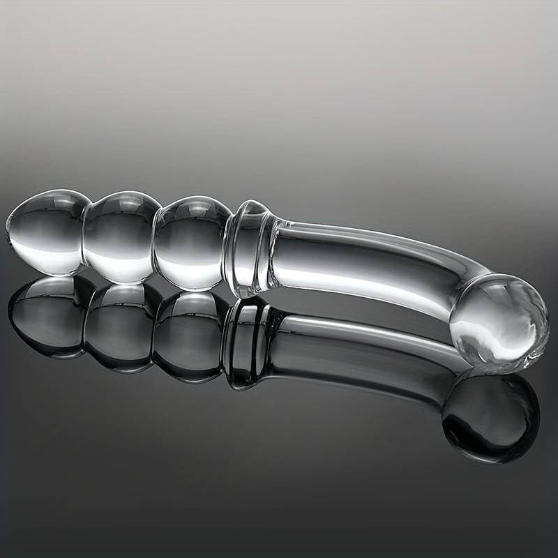 7.5 Inch Curved Ribbed Glass Dildo