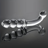 7.5 Inch Curved Ribbed Glass Dildo