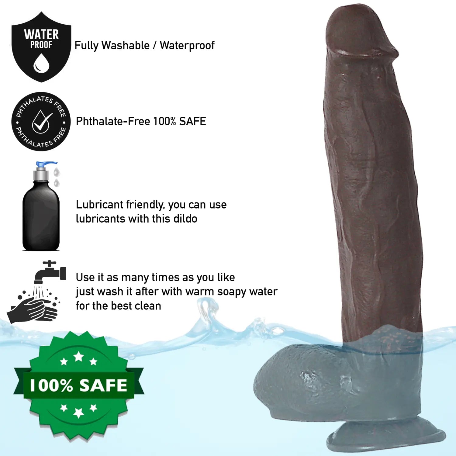 Long Texas Bbq 12 Inch Large Dildo Brown