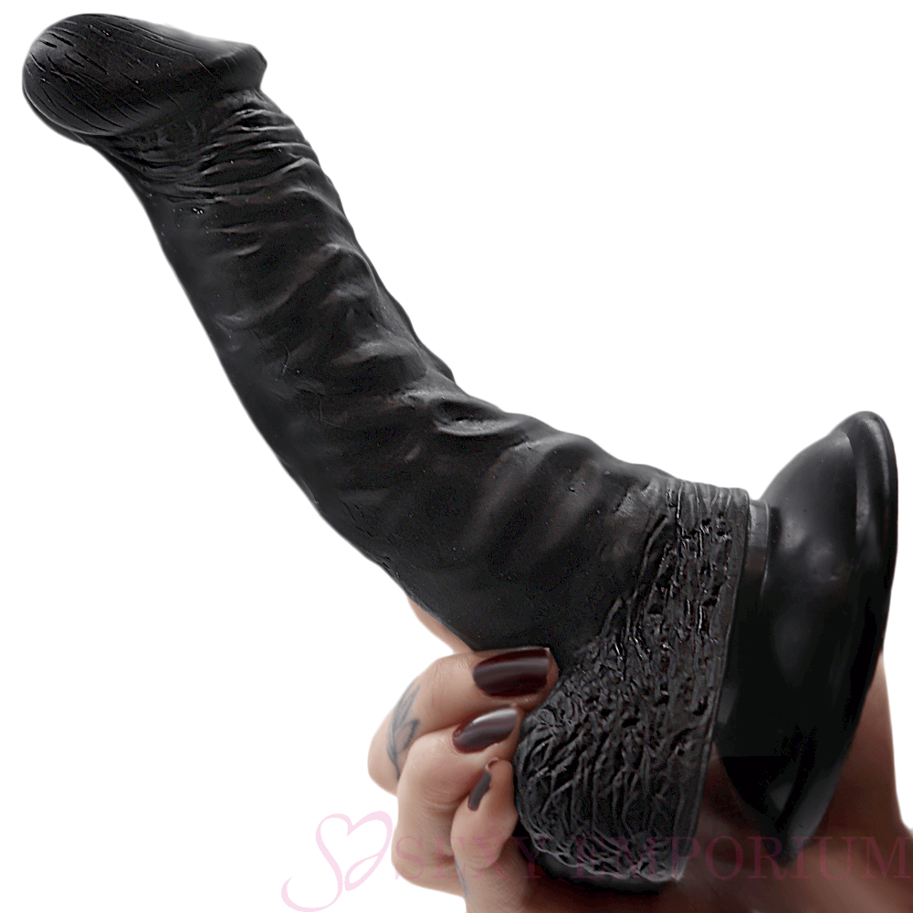 7 Inch Curved Suction Cup Dildo Black