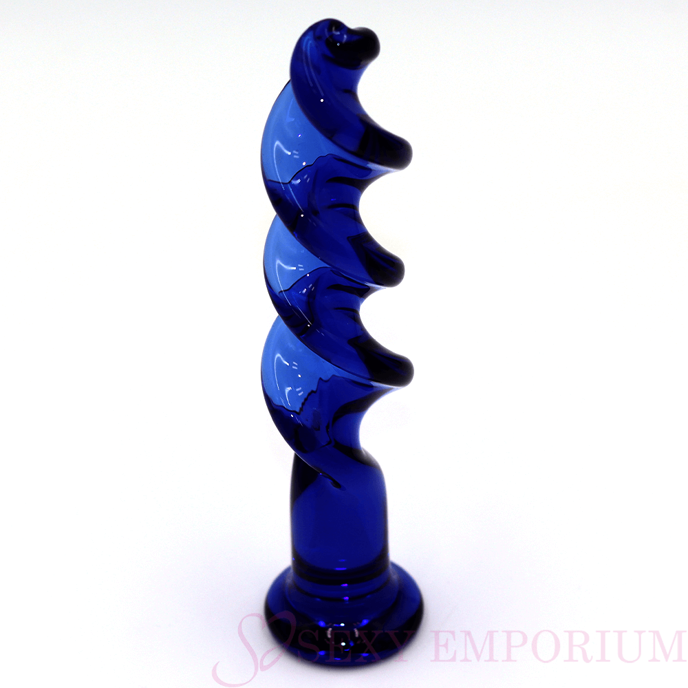 The Bolt - Blue Twisted Screw Glass Dildo