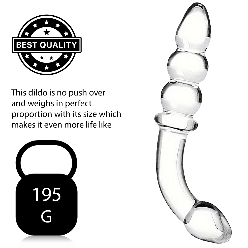 7.5 Inch Curved Ribbed Glass Dildo