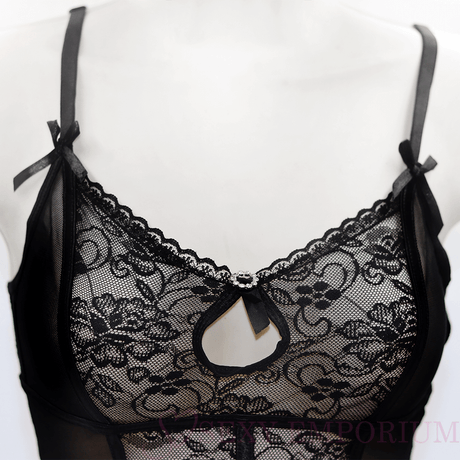 Dainty Black Lace and Mesh Panel Bustier