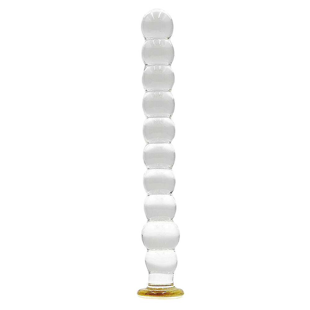 8 Inch Bubble Ribbed Glass Dildo