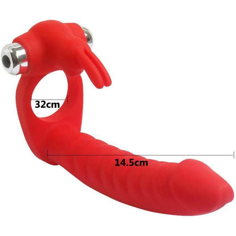 7 Speed/mode Double Penetration Anal Dildo Sex Toy with Cock Ring Silicone Dong