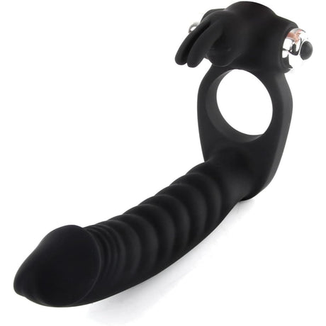 7 Speed/mode Double Penetration Anal Dildo Sex Toy with Cock Ring Silicone Dong