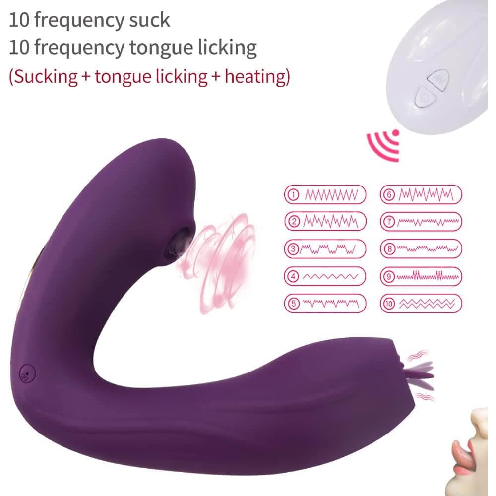 Sucking Tongue Vibrator 10 Speed/mode Purple - Suction Vibrators - Save 20%