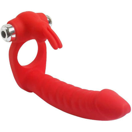7 Speed/mode Double Penetration Anal Dildo Sex Toy with Cock Ring Silicone Dong