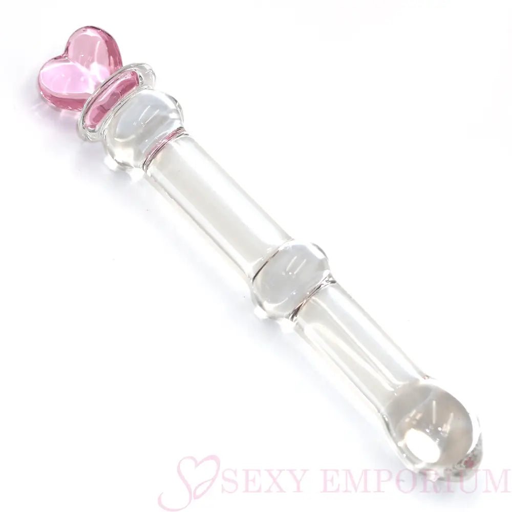6.5 Inch Glass Dildo Clear with Pink Heart - Dildos - Save 15% - Fast Shipping - United Kingdom Stoke-on-trent