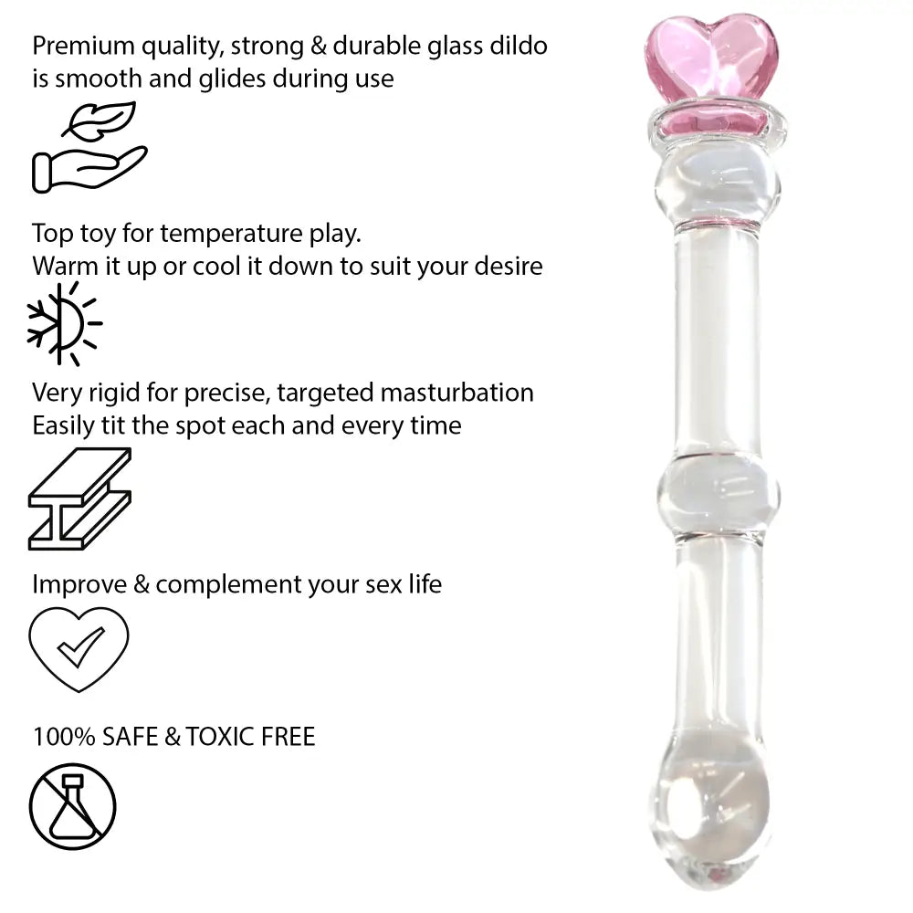 6.5 Inch Glass Dildo Clear with Pink Heart - Dildos - Save 15% - Fast Shipping - United Kingdom Stoke-on-trent