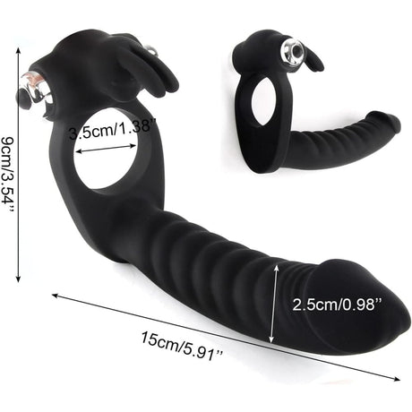 7 Speed/mode Double Penetration Anal Dildo Sex Toy with Cock Ring Silicone Dong
