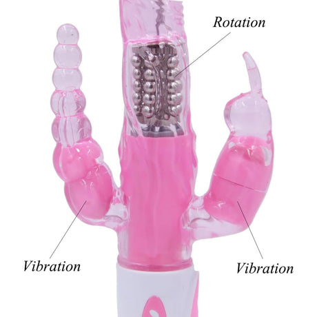 Rotating Vibrator Dildo Sex Toy for Women Double Penetration Vibrating Rabbit - Vibrators - Save 25%