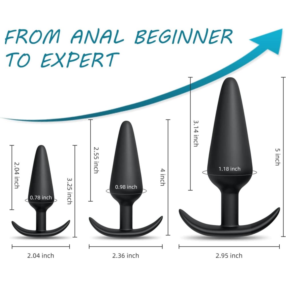 3pc Ass Anal Training Kit Silicone Butt Plug Adult Sex Toy for Beginner - Save 40% - Dildo