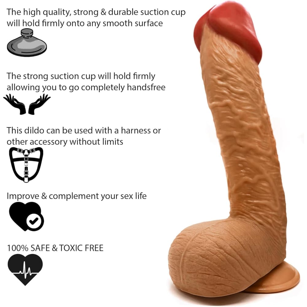 11.6 Inch Suction Cup Dildo Sex Toy Xl Brown - Save 20%