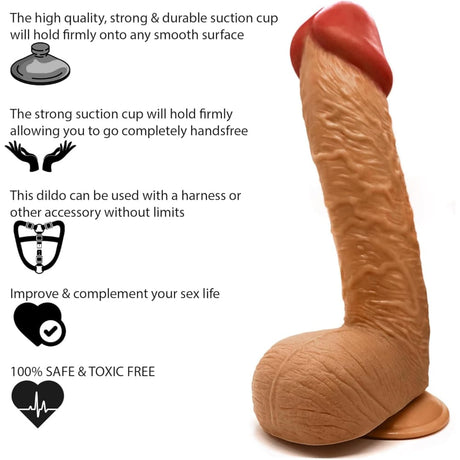 11.6 Inch Suction Cup Dildo Sex Toy Xl Brown - Dildos - Save 20%