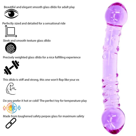7.4 Inch Purple Passion Double Ended Glass Dildo - Sex Toy - Save 20% - Fast - United Kingdom Stoke-on-trent