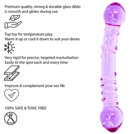 7.4 Inch Purple Passion Double Ended Glass Dildo - Sex Toy - Save 20% - Fast - United Kingdom Stoke-on-trent
