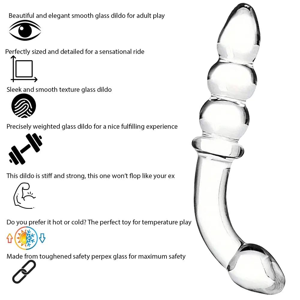 7.5 Inch Curved Ribbed Glass Dildo - Sex Toy - Save 25% - Fast Shipping - United Kingdom Stoke-on-trent