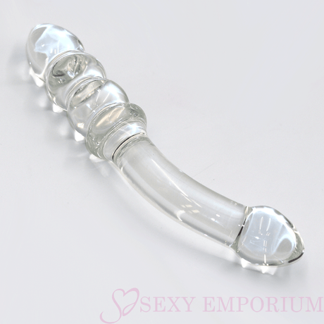 7.5 Inch Curved Ribbed Glass Dildo - Sex Toy - Save 20% - Fast Shipping | Sexy Emporium