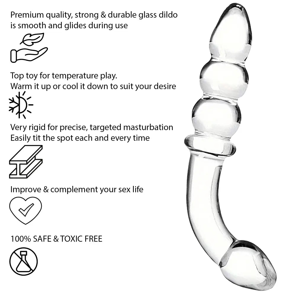 7.5 Inch Curved Ribbed Glass Dildo - Sex Toy - Save 25% - Fast Shipping - United Kingdom Stoke-on-trent