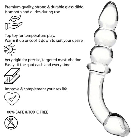 7.5 Inch Curved Ribbed Glass Dildo - Sex Toy - Save 25% - Fast Shipping - United Kingdom Stoke-on-trent