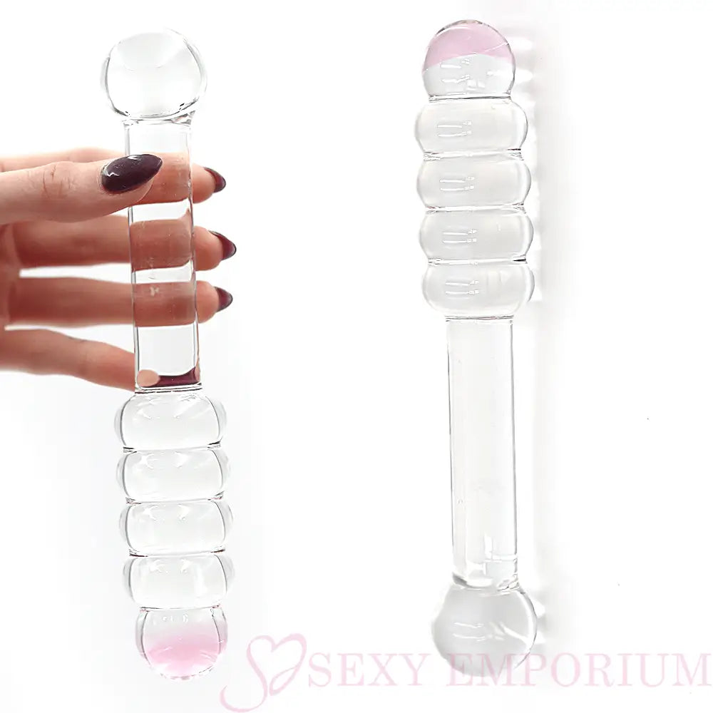 7.8 Inch Pink Tip Double Ended Glass Dildo - Dildos - Save 15% - Fast Shipping - United Kingdom Stoke-on-trent