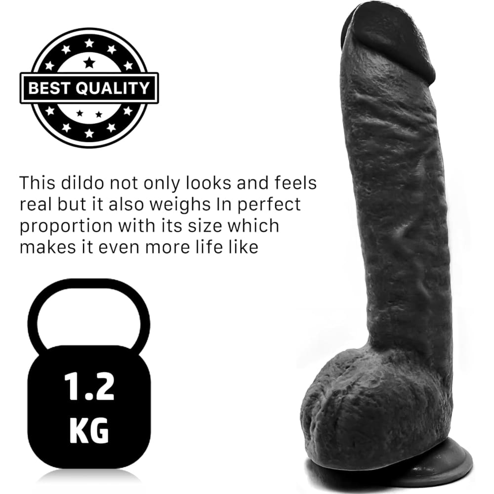 12.5 Inch Suction Cup Dildo Xl - Black - Save 50%