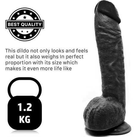 12.5 Inch Suction Cup Dildo Xl - Black - Dildos - Save 50%