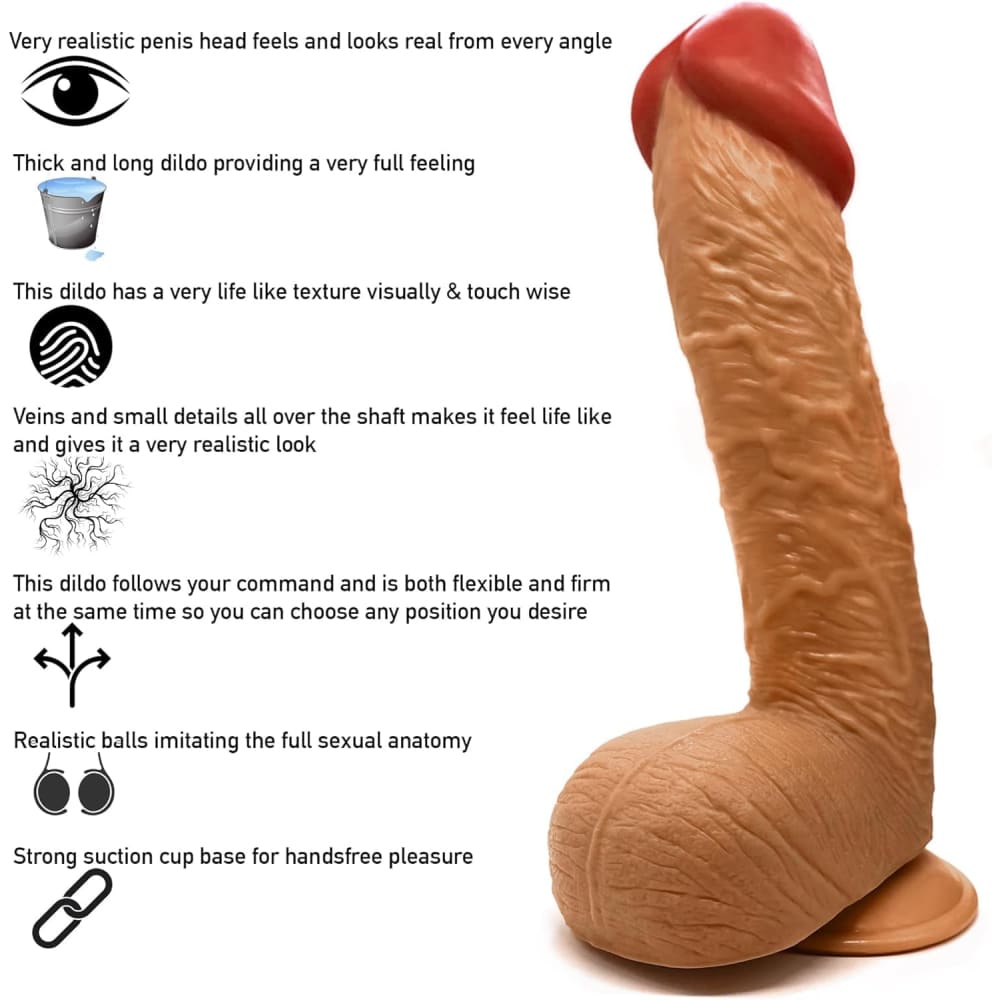 11.6 Inch Suction Cup Dildo Sex Toy Xl Brown - Save 20%