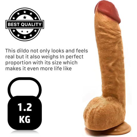 12.5 Inch Suction Cup Dildo Xl - Brown - Dildos - Save 30%