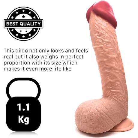 11.6 Inch Suction Cup Dildo Sex Toy Xl Flesh - Dildos - Save 20%