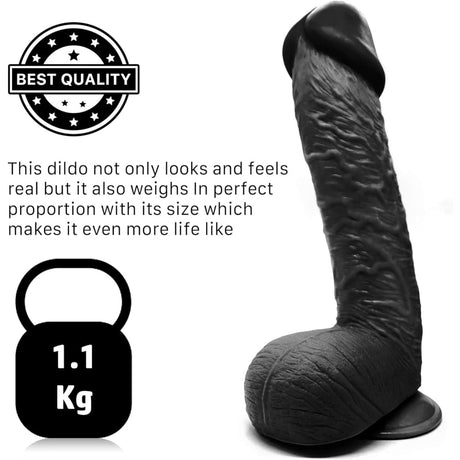 11.6 Inch Suction Cup Dildo Sex Toy Xl Black - Dildos - Save 20%