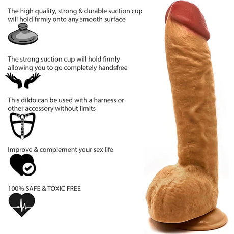 12.5 Inch Suction Cup Dildo Xl - Brown - Dildos - Save 30%