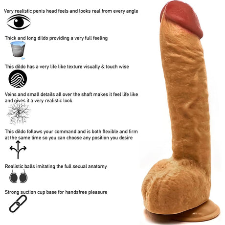12.5 Inch Suction Cup Dildo Xl - Brown - Dildos - Save 30%