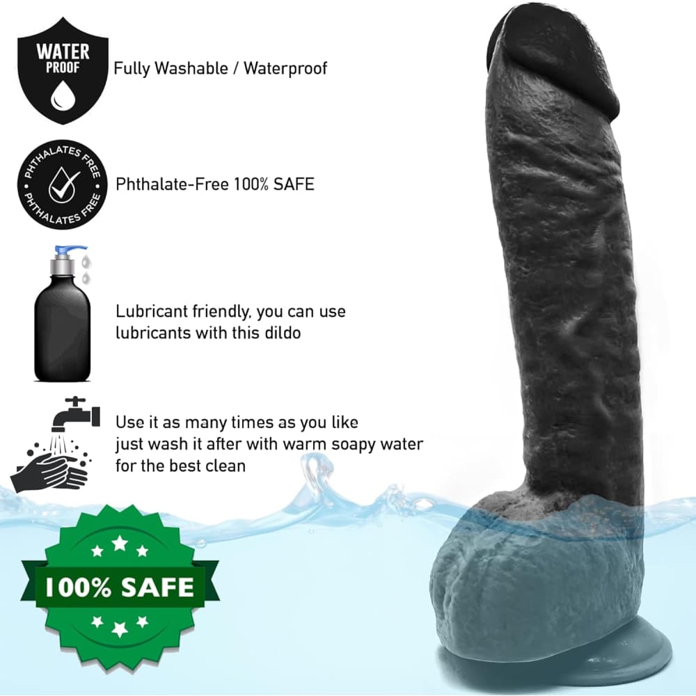 12.5 Inch Suction Cup Dildo Xl - Black - Save 50%