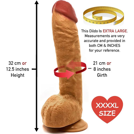 12.5 Inch Suction Cup Dildo Xl - Brown - Dildos - Save 30%