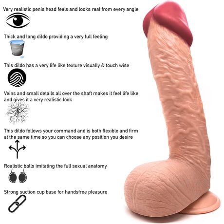 11.6 Inch Suction Cup Dildo Sex Toy Xl Flesh - Dildos - Save 20%
