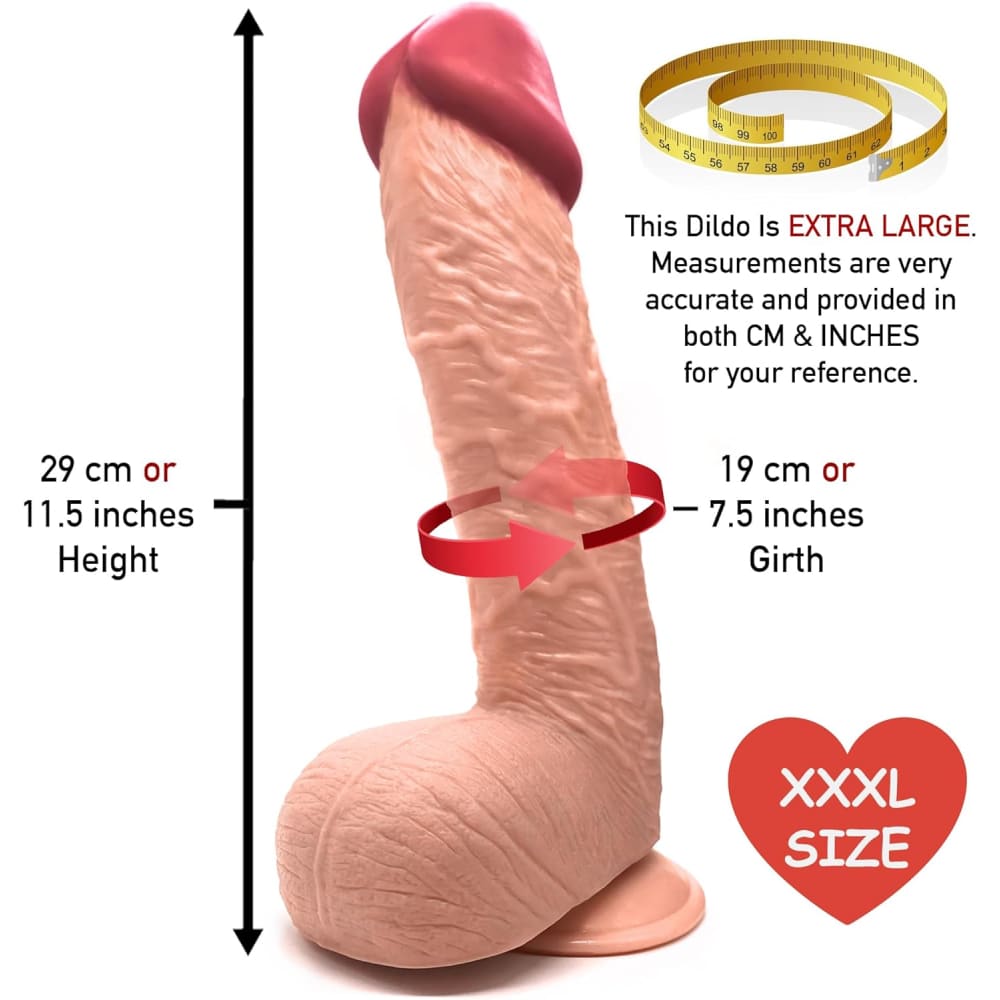 11.6 Inch Suction Cup Dildo Sex Toy Xl Flesh - Save 20%