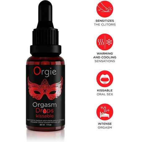 Orgie Orgasm Drops Kissable Intimate Gel Clitoral Arousal Warming for Her 30ml - Save 20% - Sale