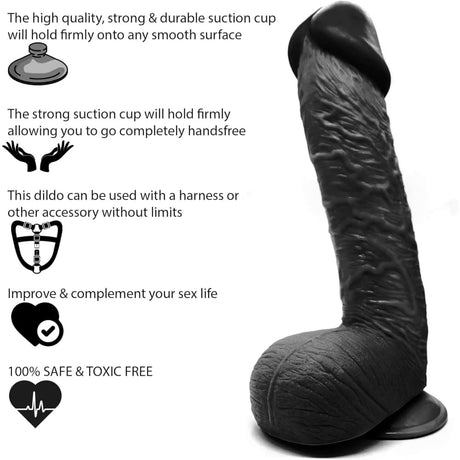 11.6 Inch Suction Cup Dildo Sex Toy Xl Black - Dildos - Save 20%