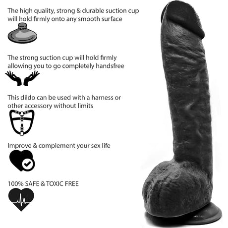 12.5 Inch Suction Cup Dildo Xl - Black - Dildos - Save 50%