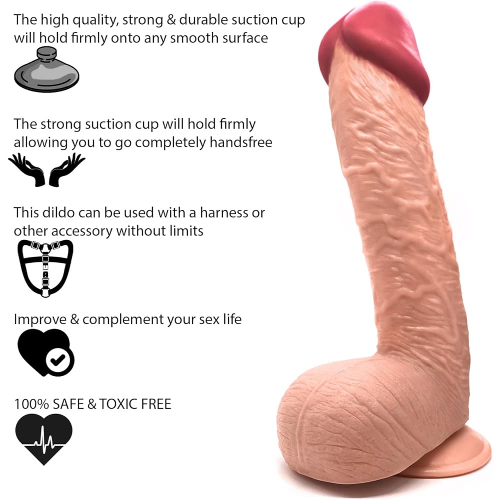 11.6 Inch Suction Cup Dildo Sex Toy Xl Flesh - Save 20%