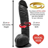 12.5 Inch Suction Cup Dildo Xl - Black - Save 50%