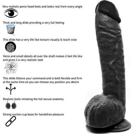 12.5 Inch Suction Cup Dildo Xl - Black - Dildos - Save 50%