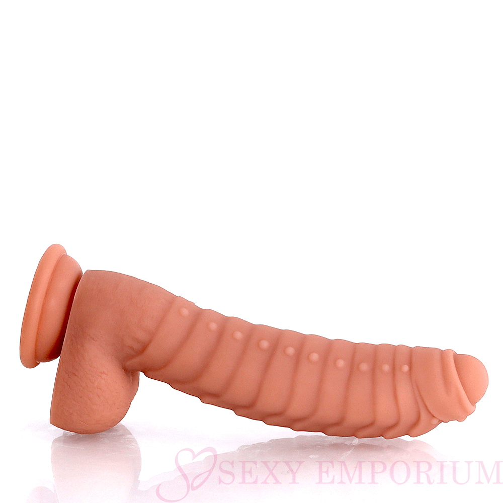 8.5 Inch Ribbed Dildo White