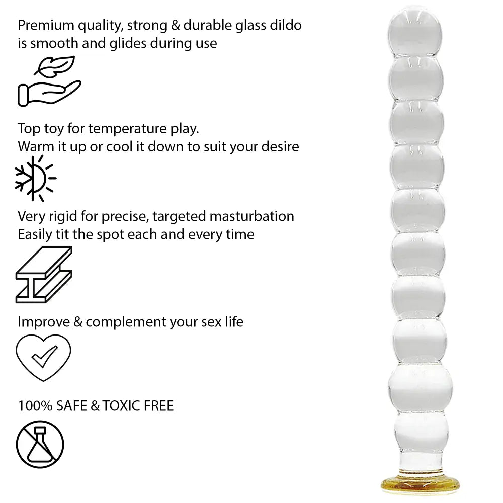 8 Inch Bubble Ribbed Glass Dildo - Dildos - Save 25% - Fast Shipping - United Kingdom Stoke-on-trent